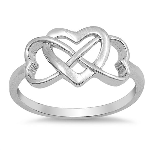 Single Sided Diamond Criss-Cross Infinity Ring in Sterling Silver/Gold Size 3-13